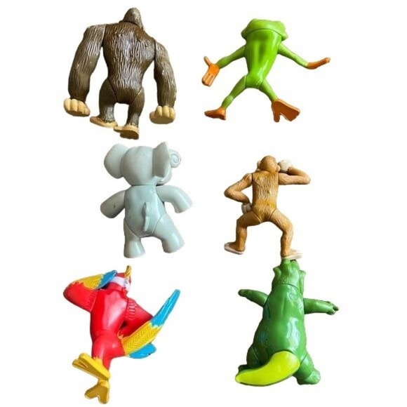 Vintage Rainforest Cafe Animal Figures Toys lot 7 Posable Frog Ape Alligator RFC - Picture 3 of 13